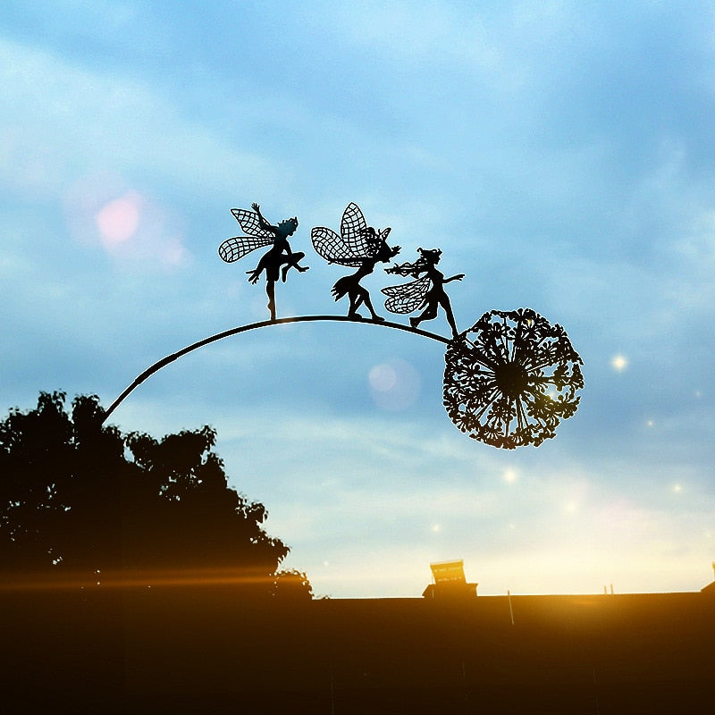 Garden Decorative Stake Fairies And Dandelions Dance - KiwisLove