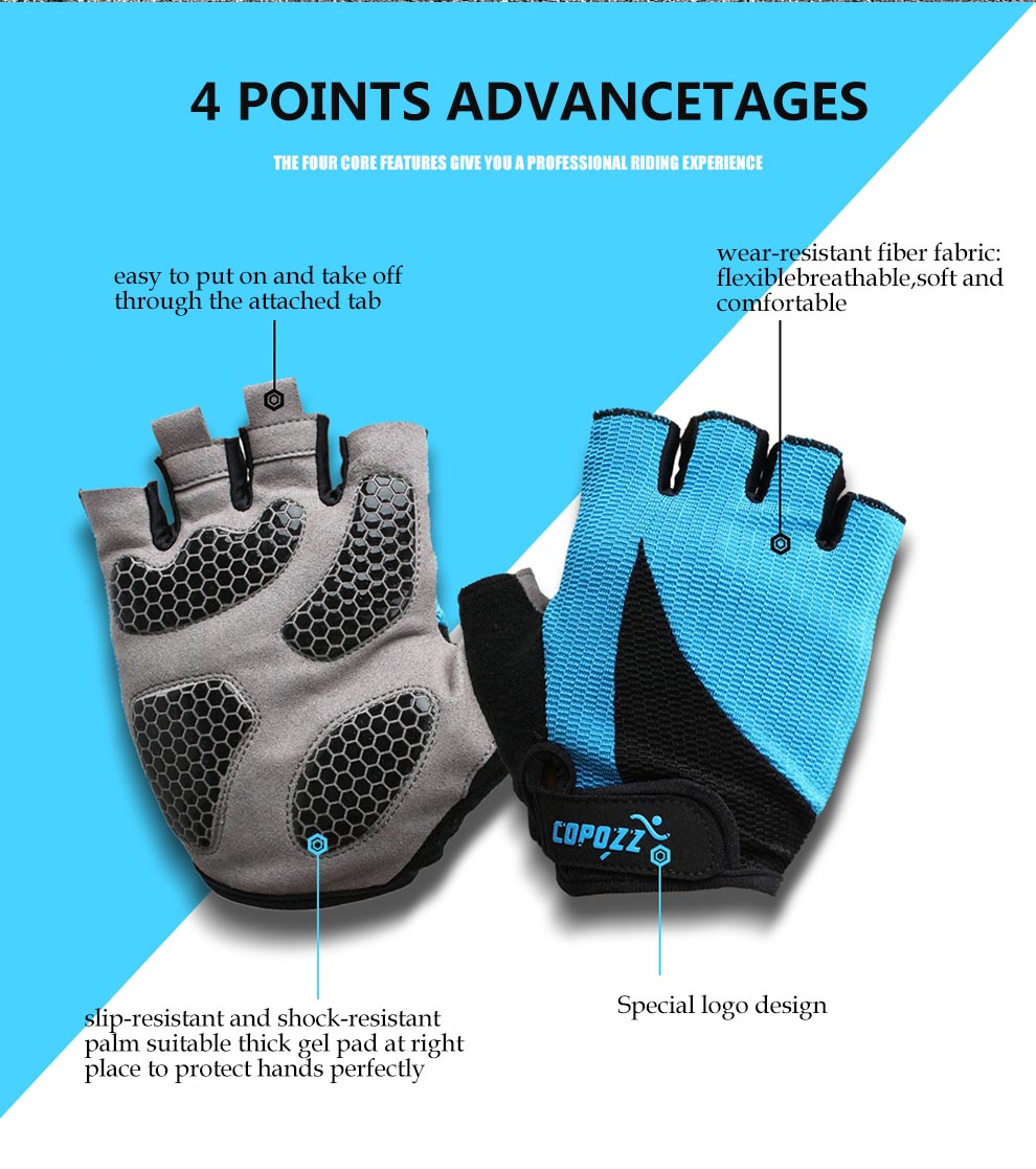 COPOZZ Cycling Gloves Half Finger Men  Shockproof Bike Gloves GEL MTB - KiwisLove