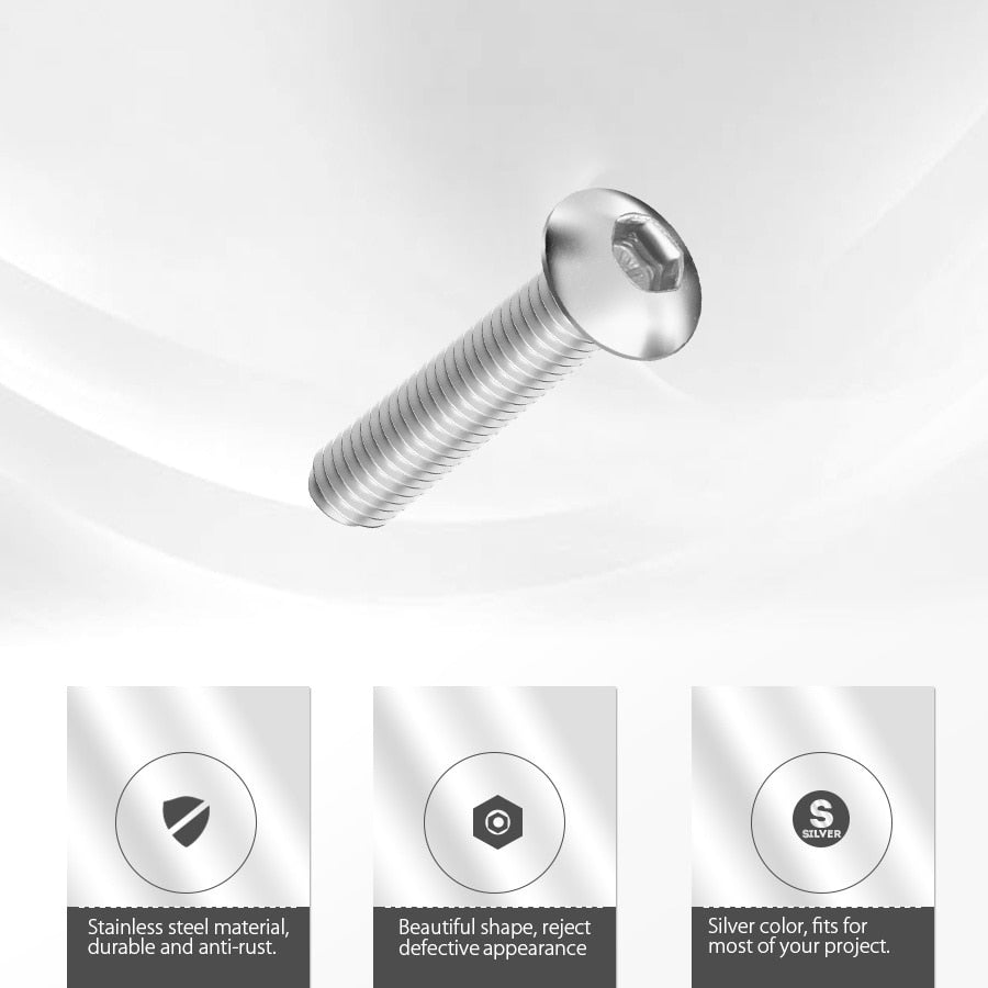 340pcs M3 Stainless Hex Socket Button Head Screws Allen bolt Nut - KiwisLove