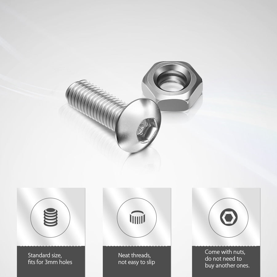 340pcs M3 Stainless Hex Socket Button Head Screws Allen bolt Nut - KiwisLove