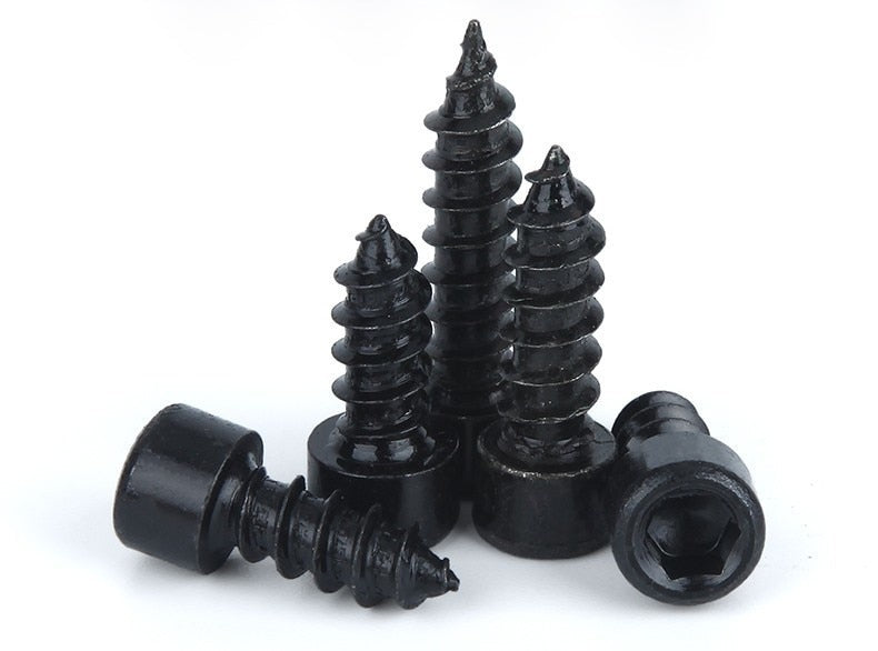 50pcs  Carbon Steel Black Hexagon Socket Cap Head Self Tapping Screw - KiwisLove