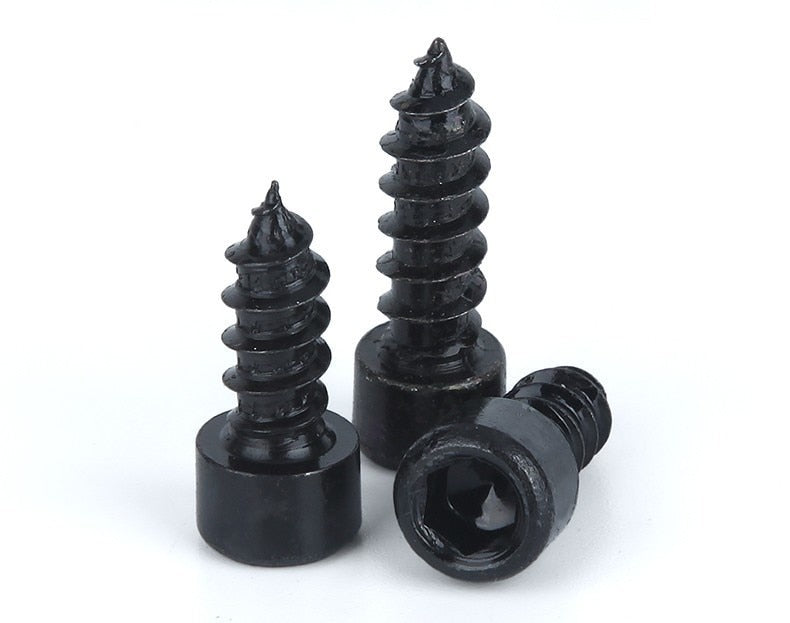 50pcs  Carbon Steel Black Hexagon Socket Cap Head Self Tapping Screw - KiwisLove