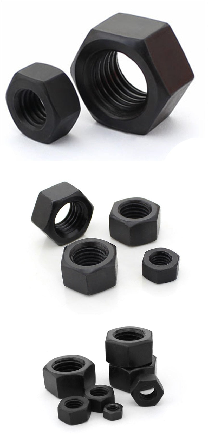 DIN934 Black Carbon Steel Hex Nut Hexagonal Nuts Grade 8.8 - KiwisLove