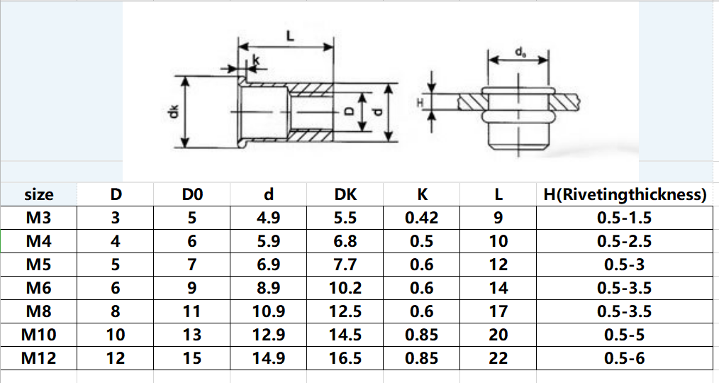 20pcs 304 Stainless Steel Rivnut Countersunk Head Riveted Nuts Insert - KiwisLove
