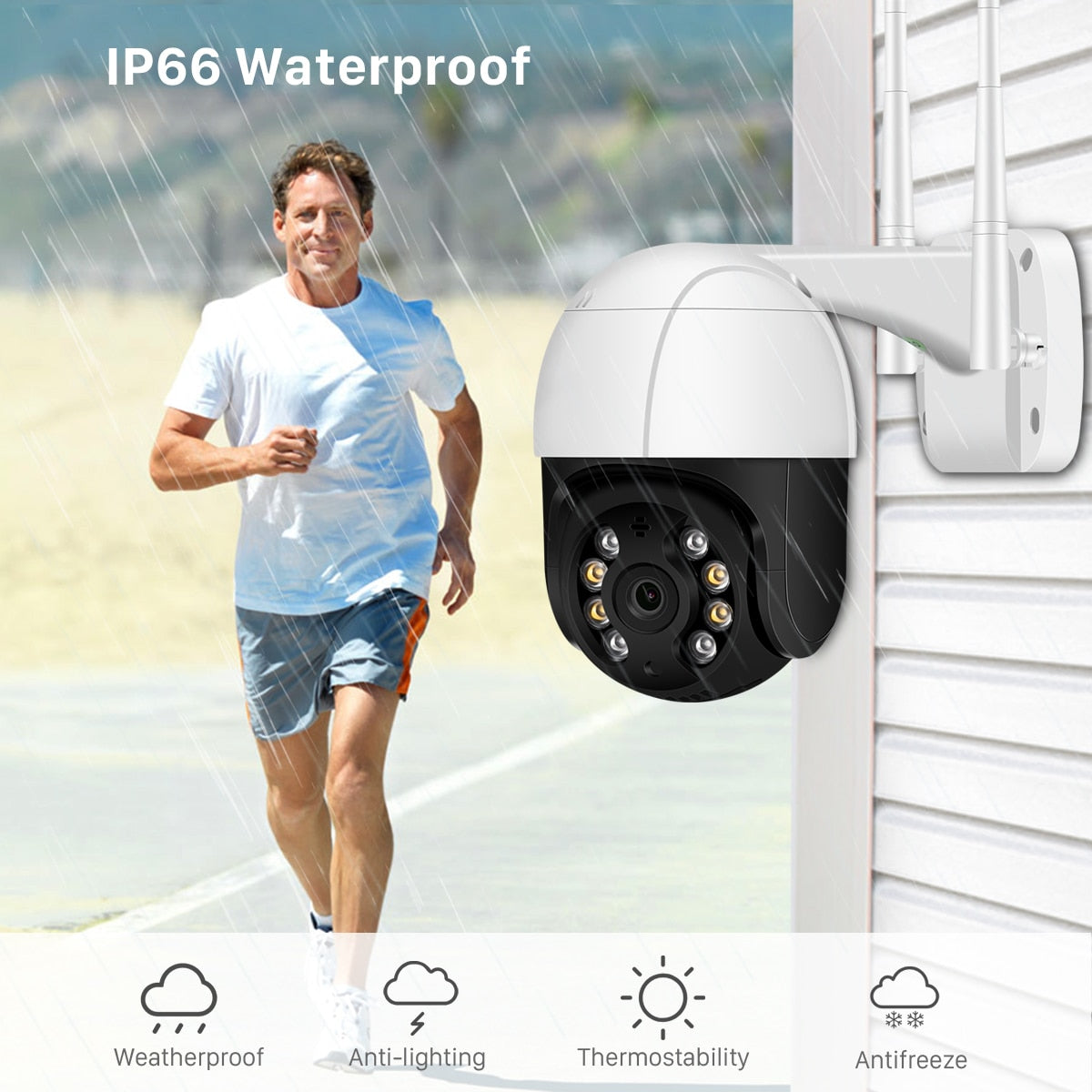 PTZ Wifi IP Camera Outdoor 4X Digital Zoom AI Human Detect Wireless - KiwisLove