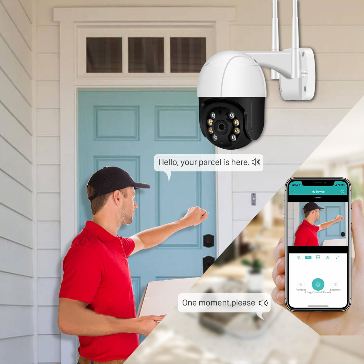 PTZ Wifi IP Camera Outdoor 4X Digital Zoom AI Human Detect Wireless - KiwisLove