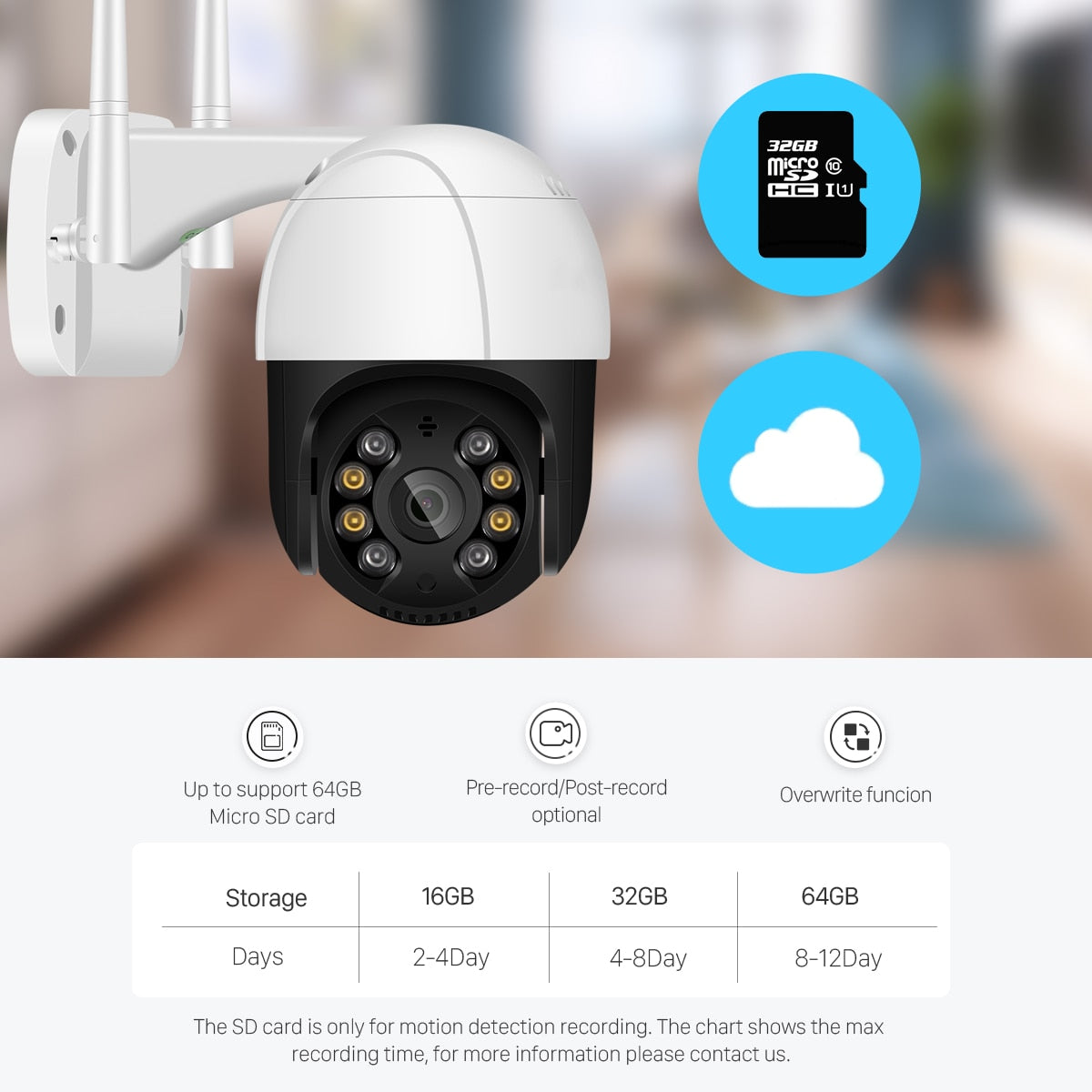 PTZ Wifi IP Camera Outdoor 4X Digital Zoom AI Human Detect Wireless - KiwisLove