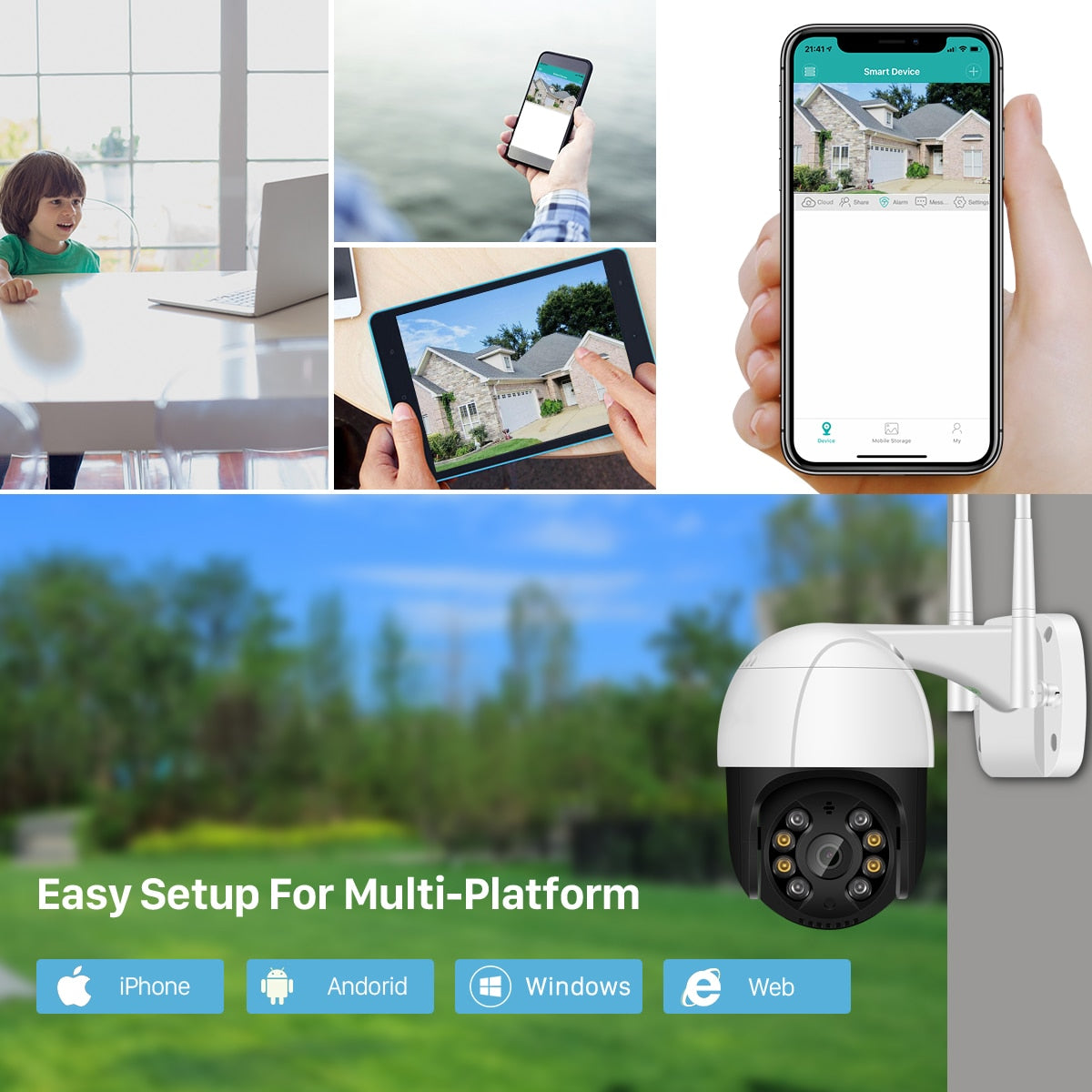 PTZ Wifi IP Camera Outdoor 4X Digital Zoom AI Human Detect Wireless - KiwisLove