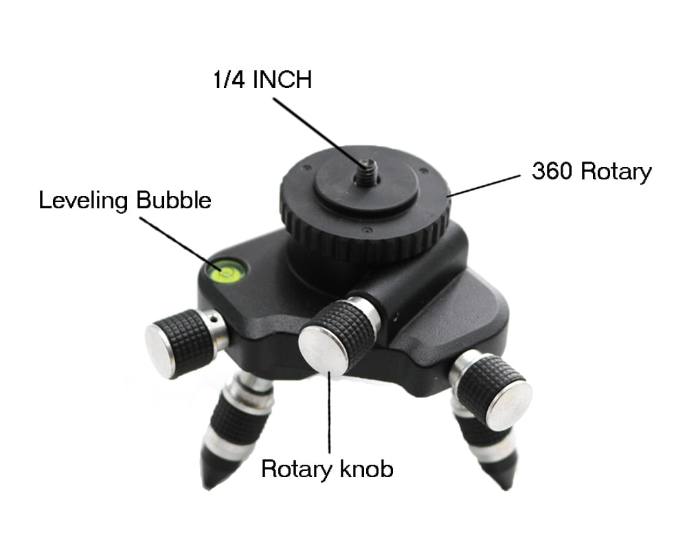 Adjustment Rotation Tripod Bracket Base Pedestal for 1/4" interface Laser Level - KiwisLove