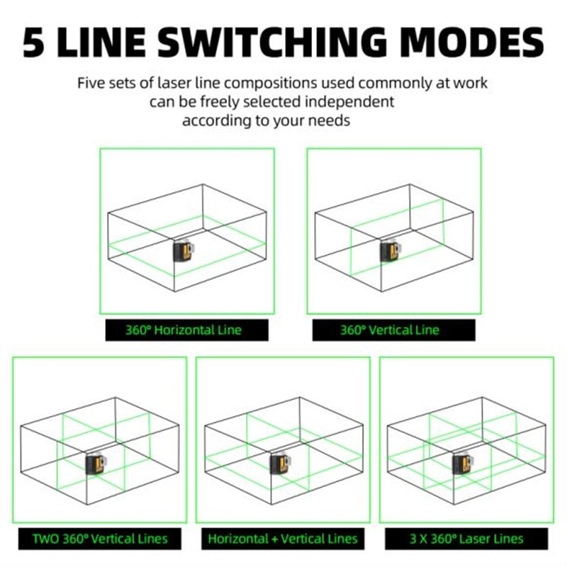 Fukuda 16 Line 4D laser level 360 Vertical Horizontal Osram Beam - KiwisLove