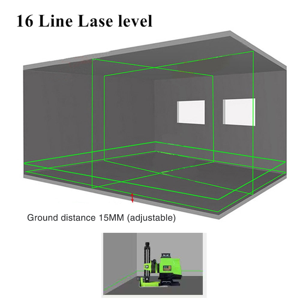 2pcs 5000MAH Battery Laser Level 16 lines green line 4D Self-Leveling 360 - KiwisLove