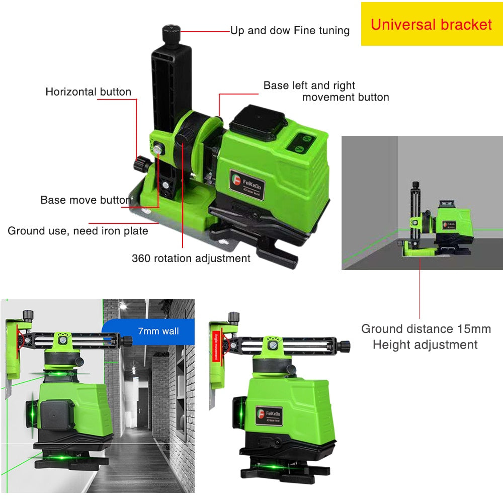 2pcs 5000MAH Battery Laser Level 16 lines green line 4D Self-Leveling 360 - KiwisLove