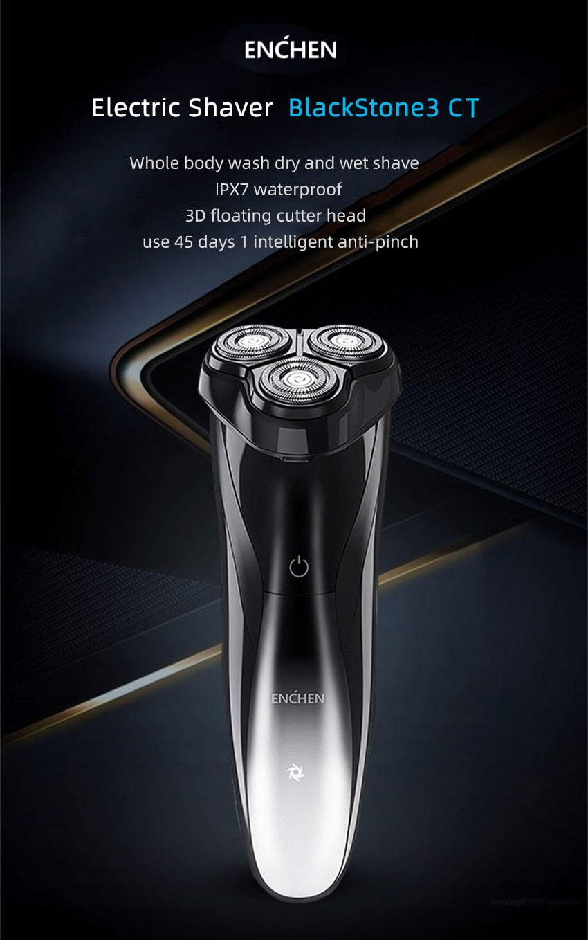 ENCHEN BlackStone 3CT Face Shaver  Wet  Dry Dual Use IPX7 Waterproof - KiwisLove