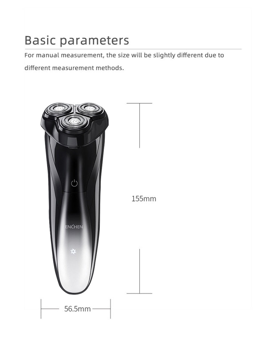 ENCHEN BlackStone 3CT Face Shaver  Wet  Dry Dual Use IPX7 Waterproof - KiwisLove