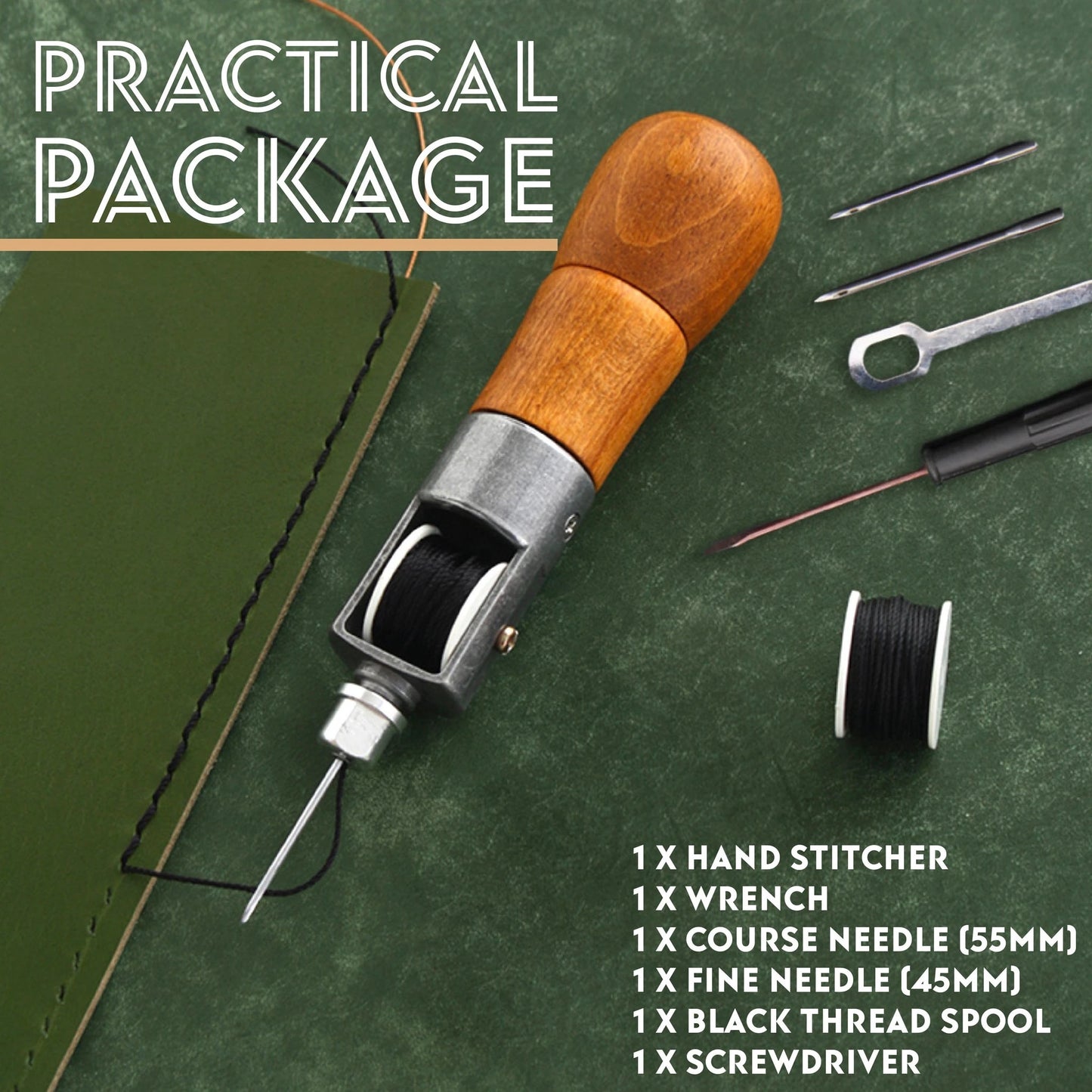 Leather Sewing Awl Kit Hand Stitcher Set Lock Stitching - KiwisLove