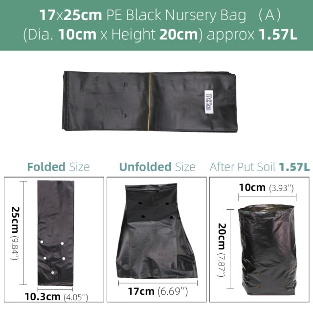 100PCS PE Black Plastic Nursery Bags Plant Grow Fabric Seedling Pots - KiwisLove