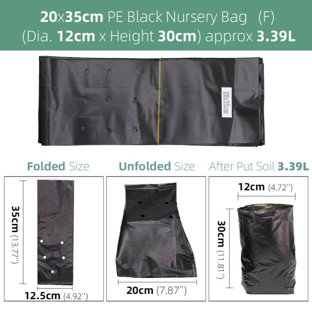 100PCS PE Black Plastic Nursery Bags Plant Grow Fabric Seedling Pots - KiwisLove