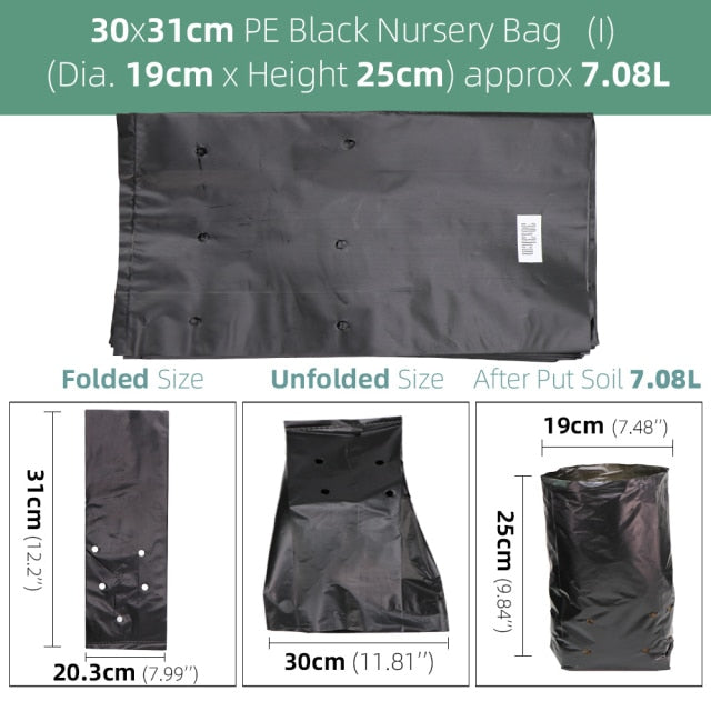 100PCS PE Black Plastic Nursery Bags Plant Grow Fabric Seedling Pots - KiwisLove