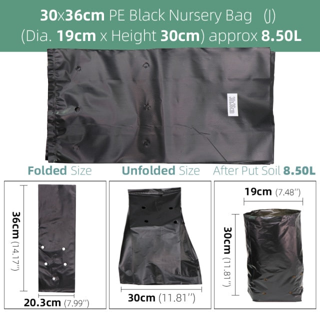 100PCS PE Black Plastic Nursery Bags Plant Grow Fabric Seedling Pots - KiwisLove
