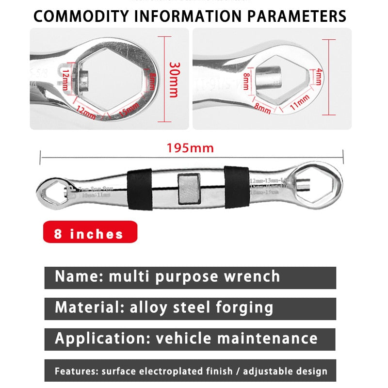 23 in 1 Adjustable Multi Functional Flexible  Wrench 1/4 -3/4 Inch, 7-19 mm - KiwisLove
