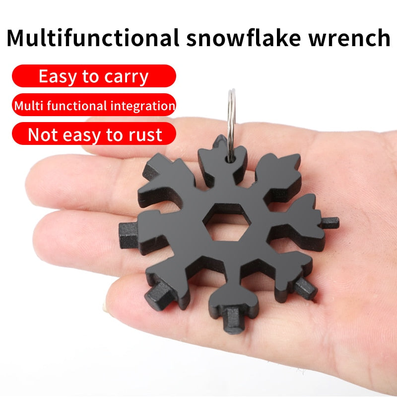 18-in-1 Snowflake Multi-Tool Portable Pocket Tool Wrench Ratchet Combination Metric Wrench Set Socket Wrench Nut Tool for Repair - KiwisLove