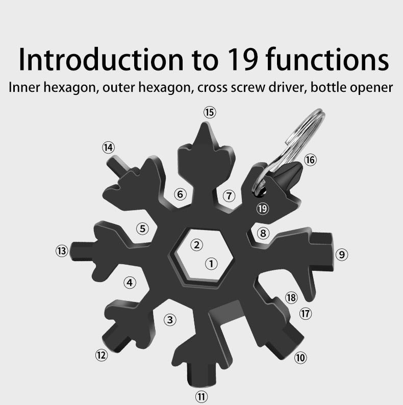 18-in-1 Snowflake Multi-Tool Portable Pocket Tool Wrench Ratchet Combination Metric Wrench Set Socket Wrench Nut Tool for Repair - KiwisLove