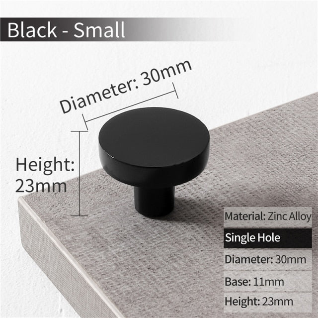 Cabinet Knobs Black Kitchen Handles Zinc Alloy Colorful - KiwisLove