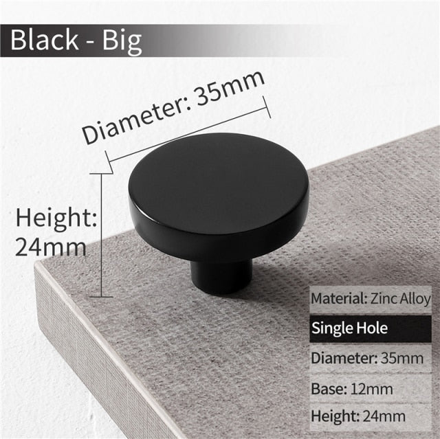 Cabinet Knobs Black Kitchen Handles Zinc Alloy Colorful - KiwisLove