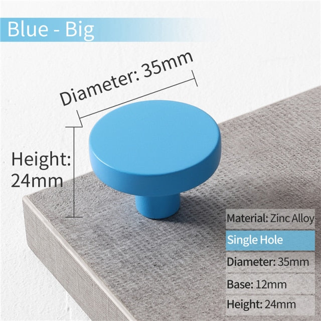 Cabinet Knobs Black Kitchen Handles Zinc Alloy Colorful - KiwisLove