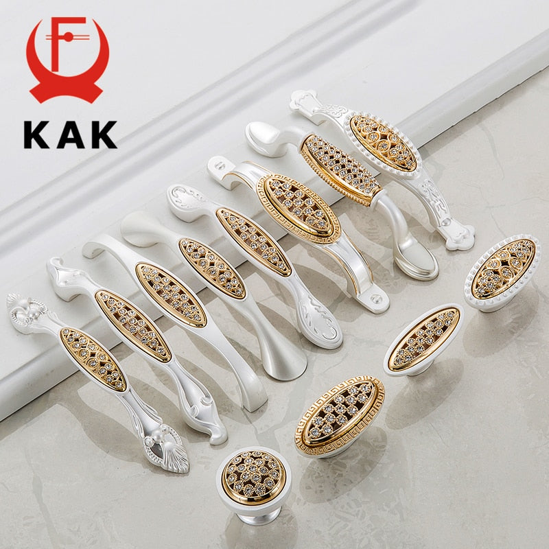 Crystal Gold Door Handles with Diamond Luxury Zinc Alloy - KiwisLove