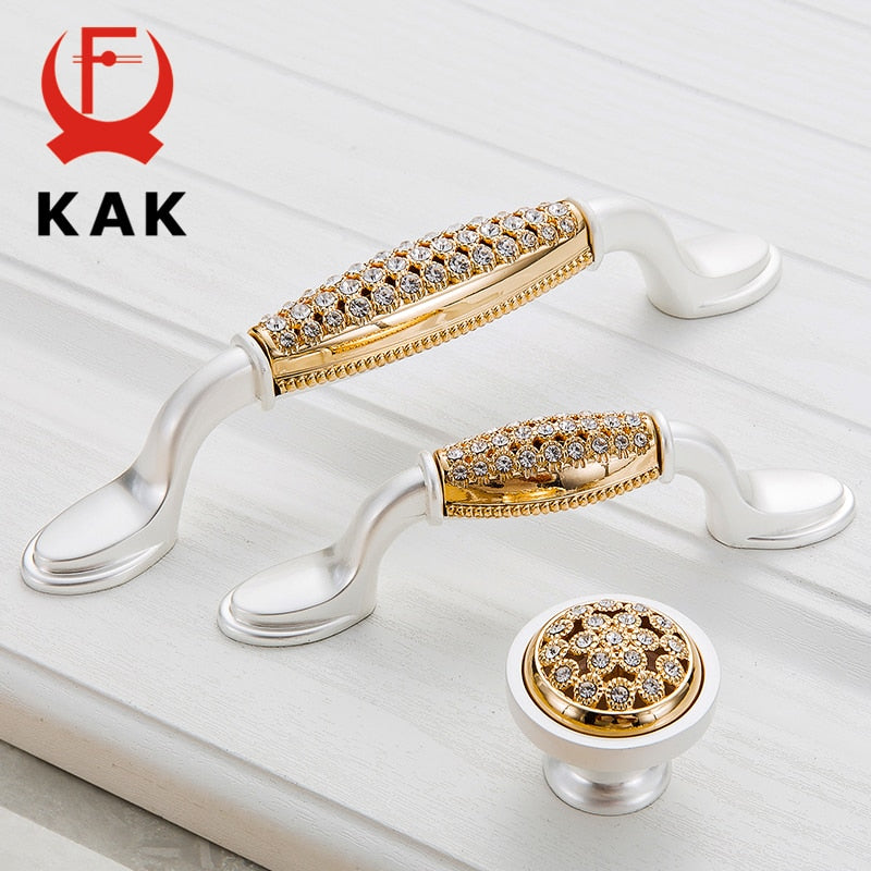 Crystal Gold Door Handles with Diamond Luxury Zinc Alloy - KiwisLove