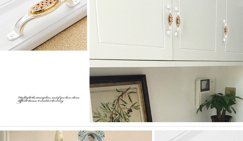 Crystal Gold Door Handles with Diamond Luxury Zinc Alloy - KiwisLove