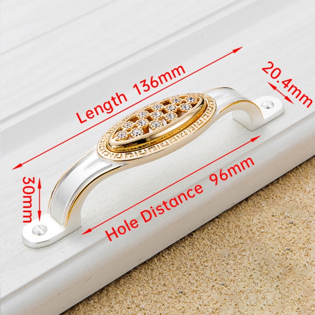 Crystal Gold Door Handles with Diamond Luxury Zinc Alloy - KiwisLove
