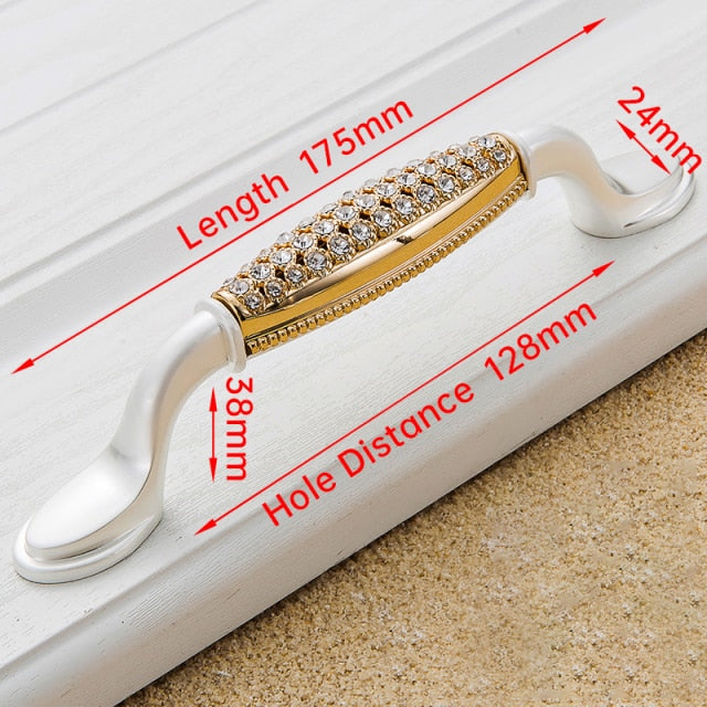 Crystal Gold Door Handles with Diamond Luxury Zinc Alloy - KiwisLove