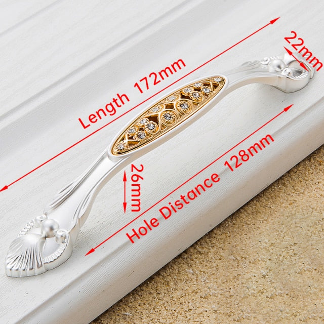 Crystal Gold Door Handles with Diamond Luxury Zinc Alloy - KiwisLove