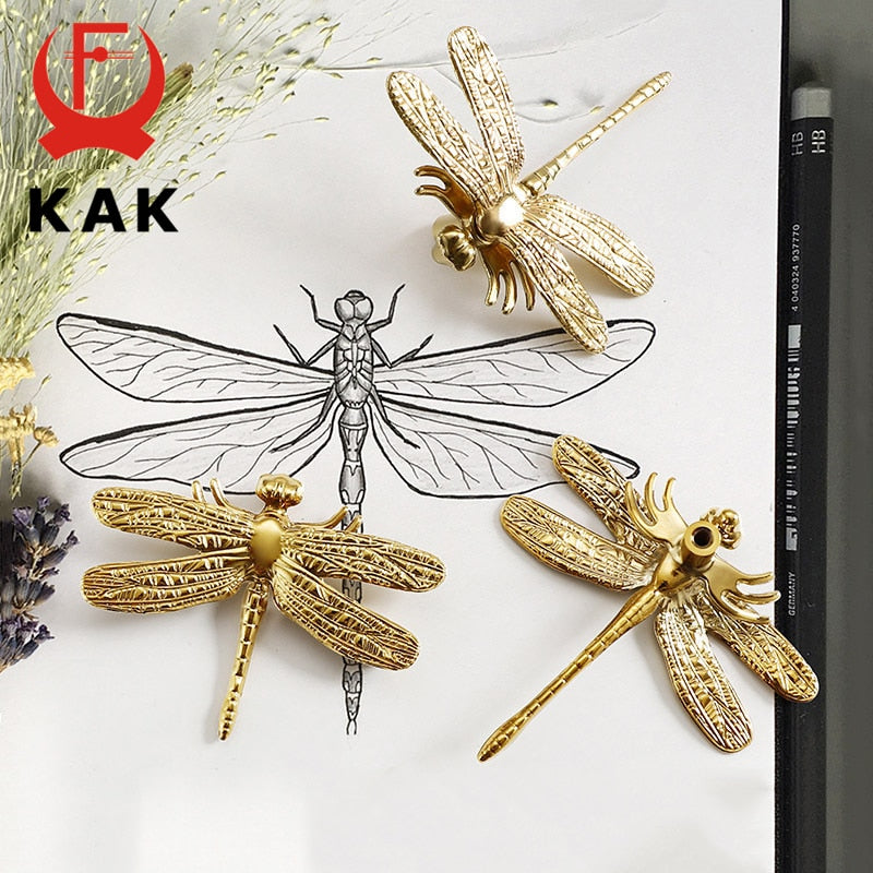 KAK Brass Dragonfly Furniture Decoration Handles  Butterfly Pulls - KiwisLove