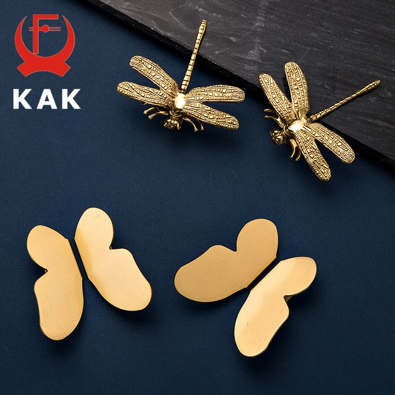 KAK Brass Dragonfly Furniture Decoration Handles  Butterfly Pulls - KiwisLove