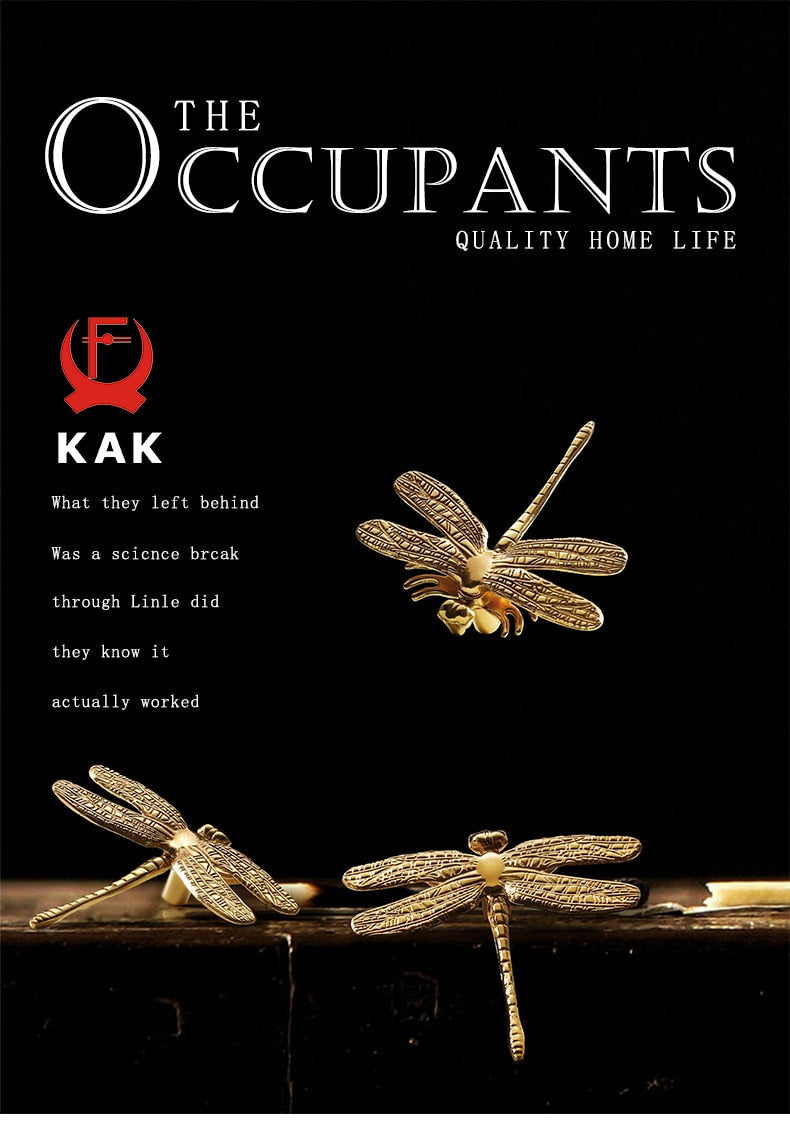 KAK Brass Dragonfly Furniture Decoration Handles  Butterfly Pulls - KiwisLove