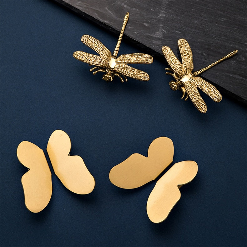 KAK Brass Dragonfly Furniture Decoration Handles  Butterfly Pulls - KiwisLove