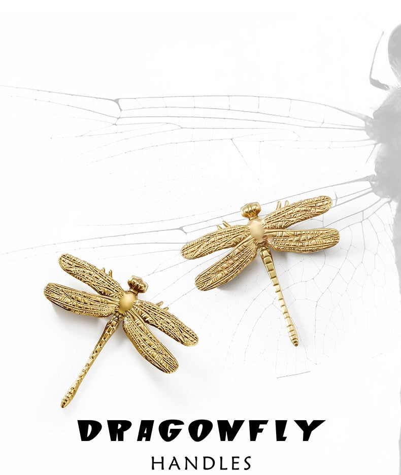KAK Brass Dragonfly Furniture Decoration Handles  Butterfly Pulls - KiwisLove