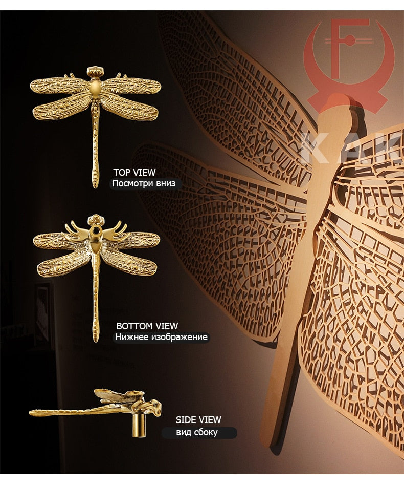 KAK Brass Dragonfly Furniture Decoration Handles  Butterfly Pulls - KiwisLove