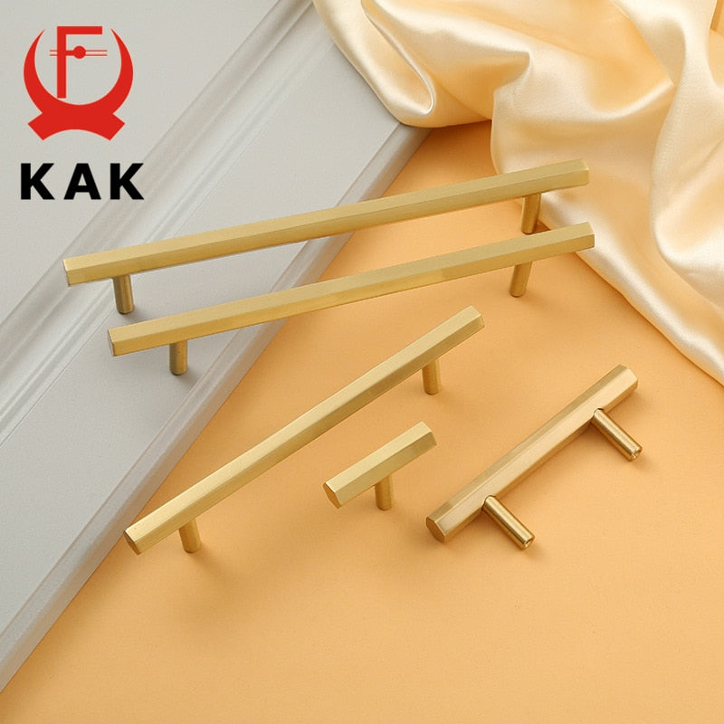 KAK Brass Copper Cabinet Handles Gold Kitchen Cupboard Door Pulls - KiwisLove