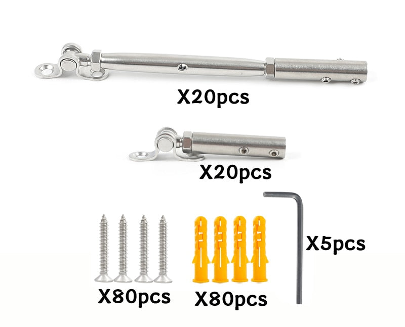 20 set Cable Railing Tensioner Fitting Toggle Anchor with Grub Screw Bolts - KiwisLove