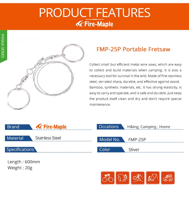 Fire Maple Camping Hand Chain Outdoor Metal Wire Stainless Steel Survival - KiwisLove