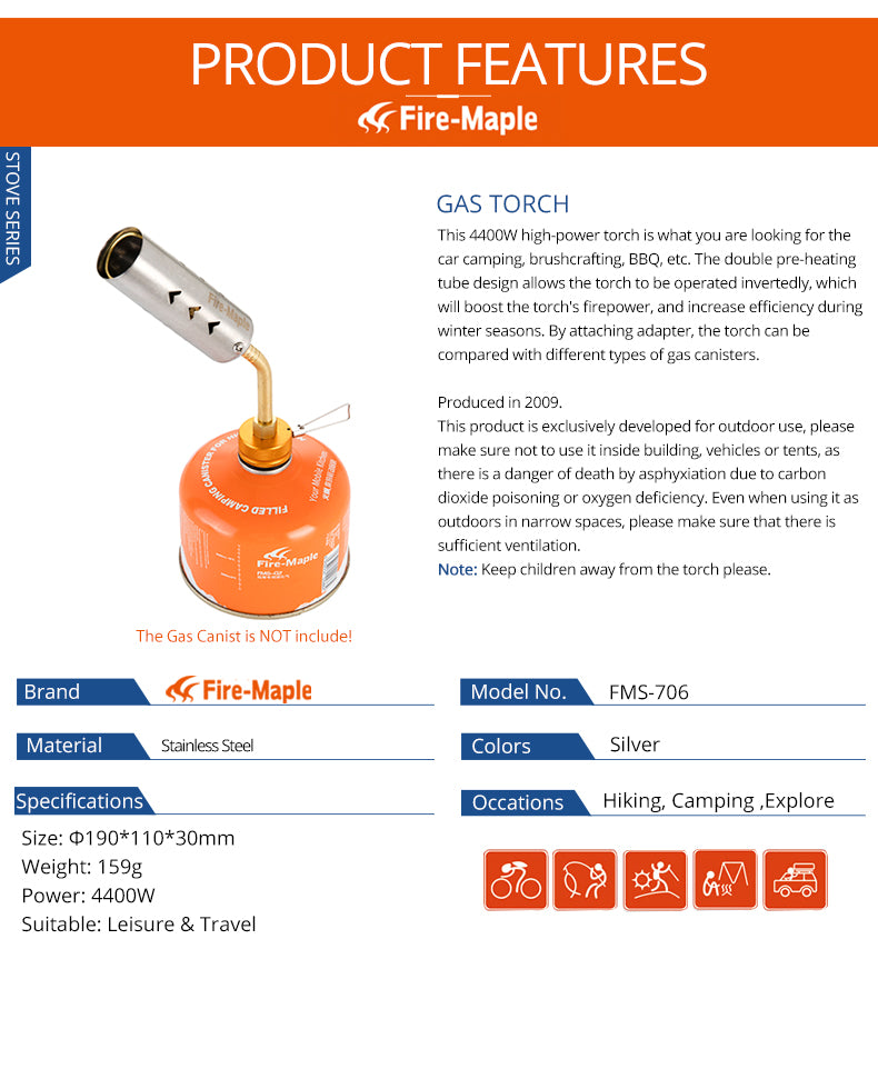 Fire Maple Gas Torch  FMS-706  Super power Flame Gun - KiwisLove