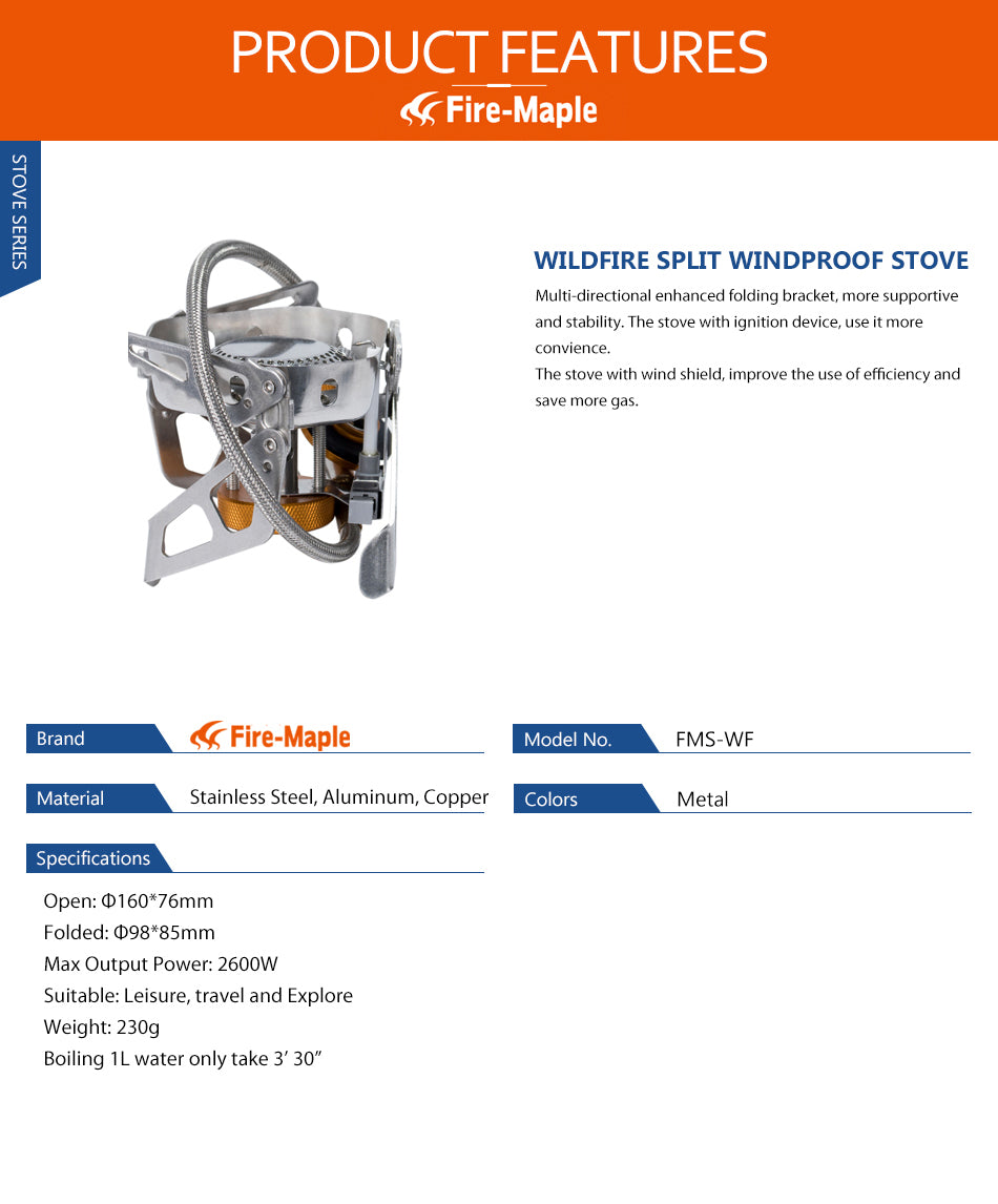 Fire Maple Windproof Gas Burner Stove Wildfire  Hiking Camping FMS-WF - KiwisLove