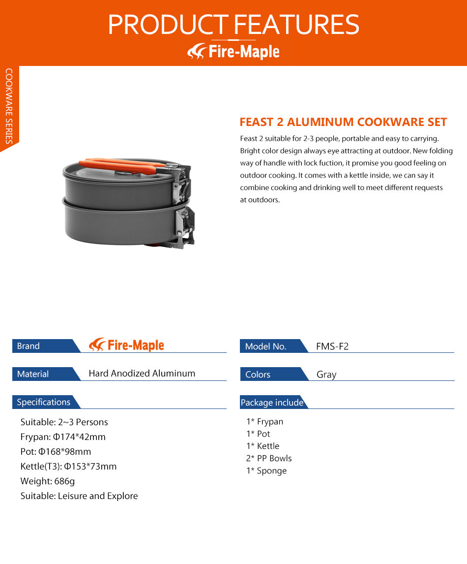 Fire Maple Picnic Pot Pan Set Aluminum Alloy Feast 2 FMC-F2 - KiwisLove