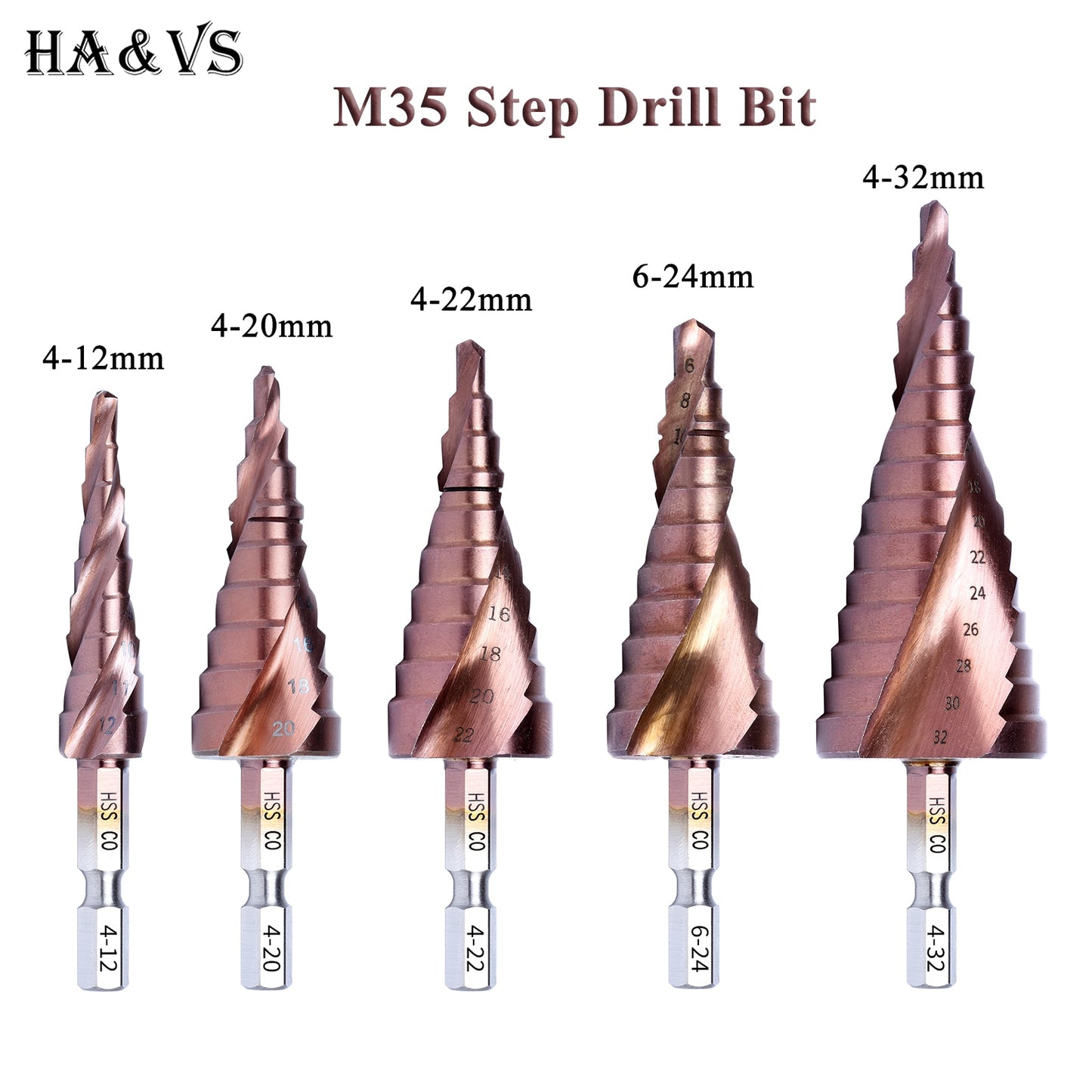 HSS Step Cone Drill Bits CO High-Speed Steel - KiwisLove