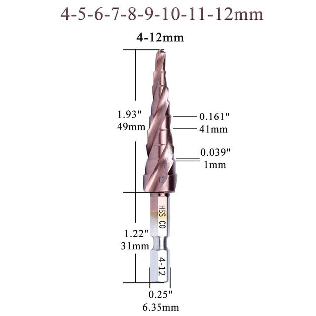 HSS Step Cone Drill Bits CO High-Speed Steel - KiwisLove
