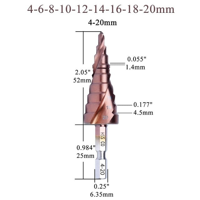HSS Step Cone Drill Bits CO High-Speed Steel - KiwisLove